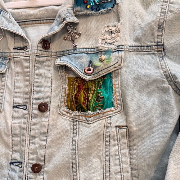 Custom Denim Jacket Design with Peacock Embroidered Back - Picture 3 of 4
